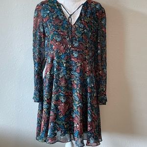 New, Sam Edelman, Women Small Tapestry Dress Long Bell Sleeves